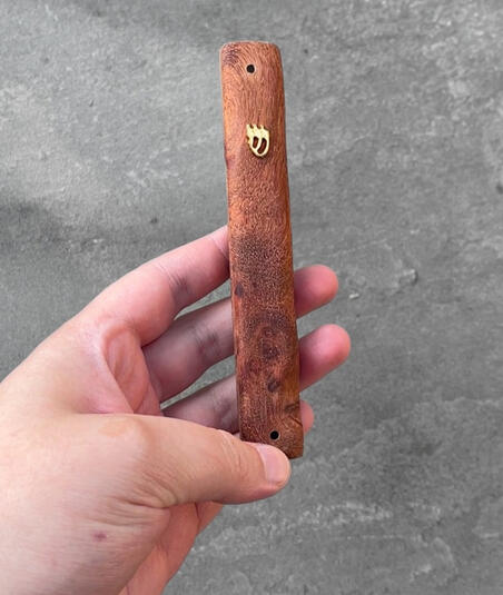 mezuzah case, amboyna burl (2024)